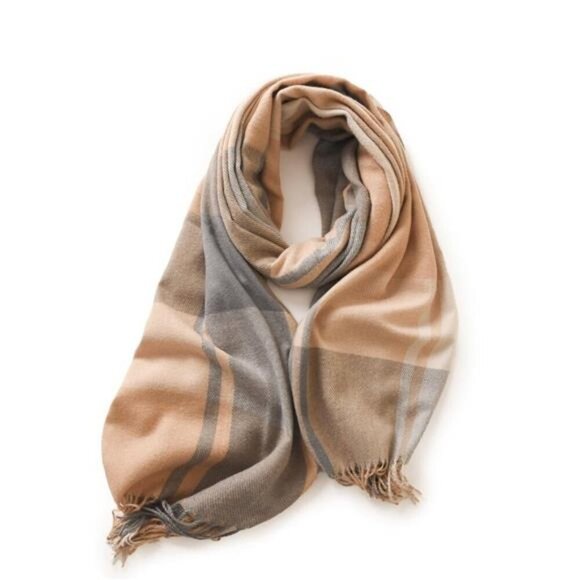 Plaid Fringe Scarf